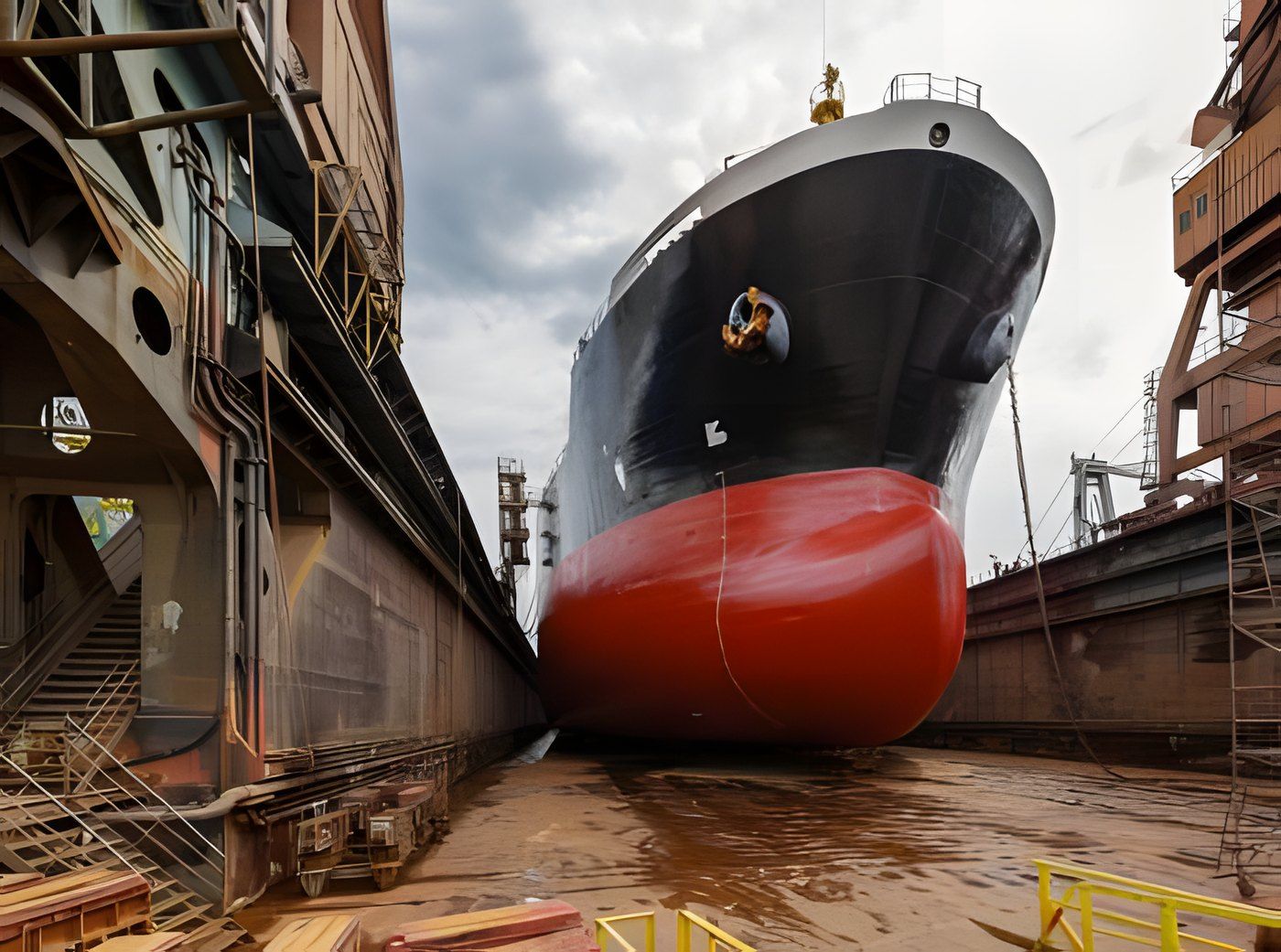 Vessel in dry dock