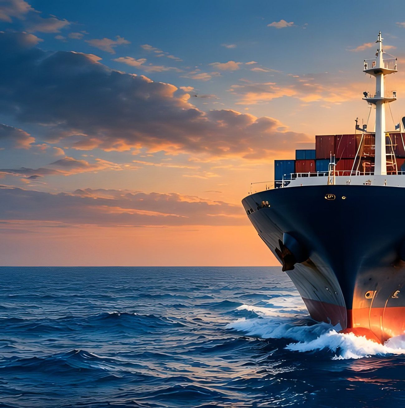 Container ship at sea